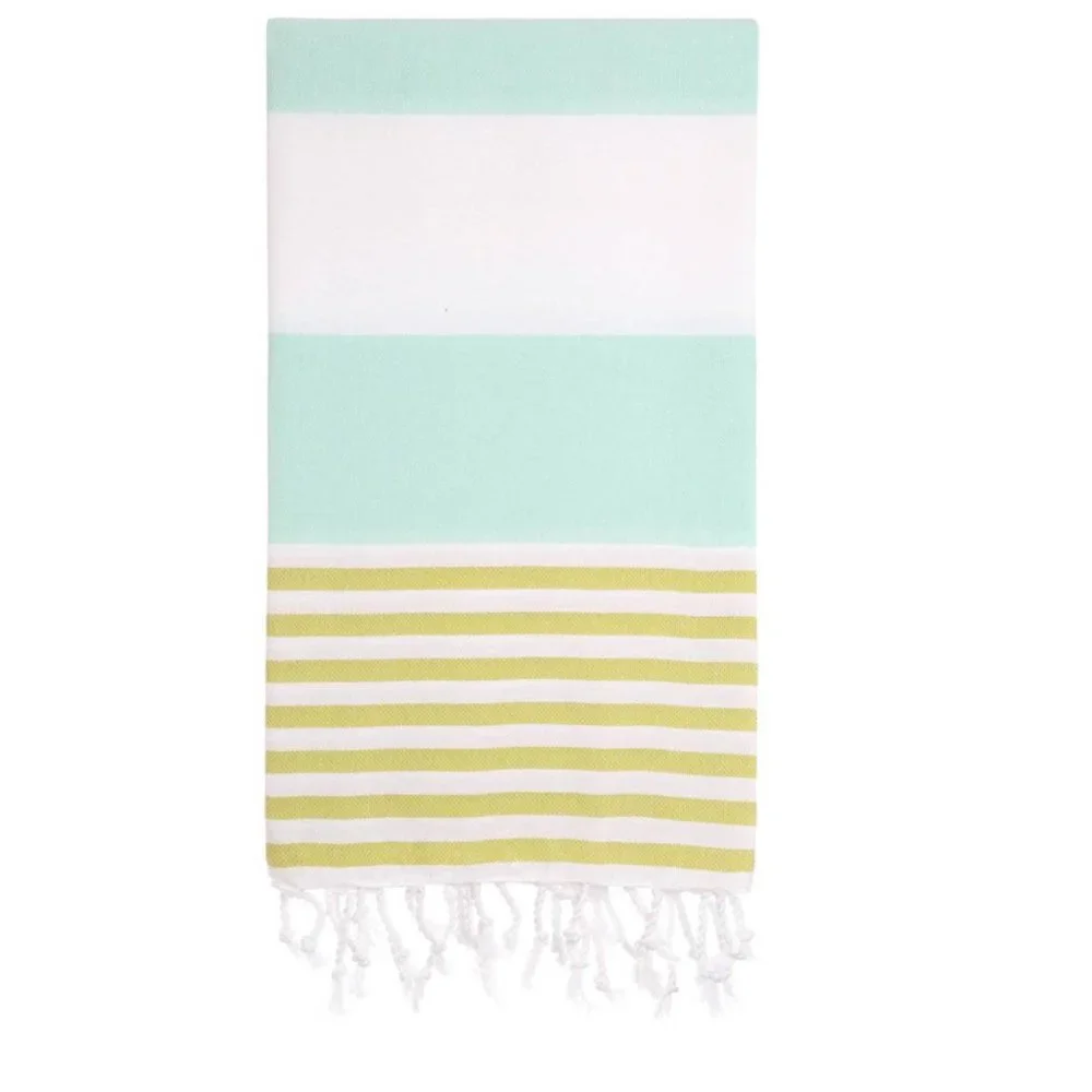 4 Aquamarine Striped Beach Bath Towels - 100% Turkish Cotton